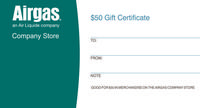 $50 Airgas Company Store Gift Certificate